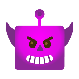 robot and smiling face with horns