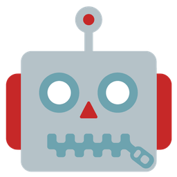 robot and zipper-mouth face