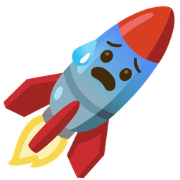 rocket and anxious face with sweat