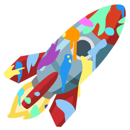 rocket and artist palette