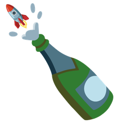 rocket and bottle with popping cork