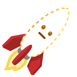 rocket and dotted line face