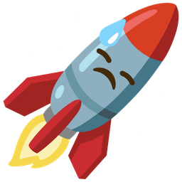 rocket and downcast face with sweat