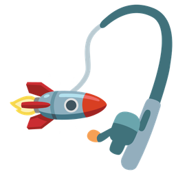 rocket and fishing pole
