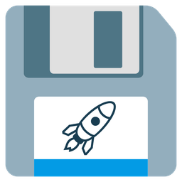 rocket and floppy disk