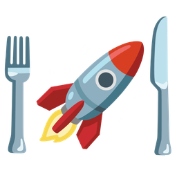 rocket and fork and knife with plate