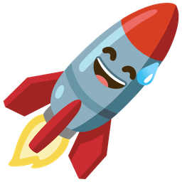 Rocket and Grinning face with sweat