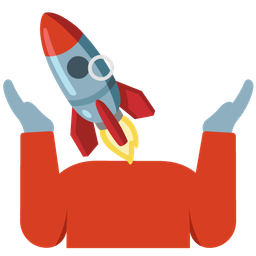 rocket and person shrugging