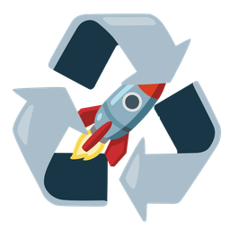rocket and recycling symbol
