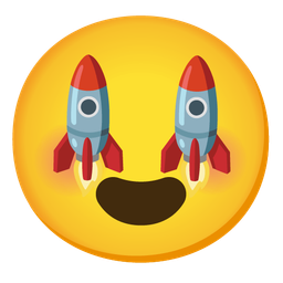 Rocket and Smiling face with heart-eyes
