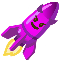 rocket and smiling face with horns