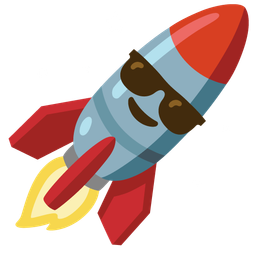 rocket and smiling face with sunglasses