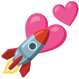 rocket and two hearts