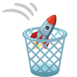 rocket and wastebasket