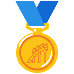 roller coaster and 1st place medal