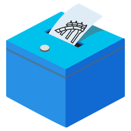 roller coaster and ballot box with ballot