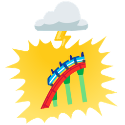 roller coaster and cloud with lightning