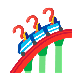 roller coaster and exclamation question mark