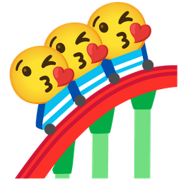 Roller coaster and Face blowing a kiss