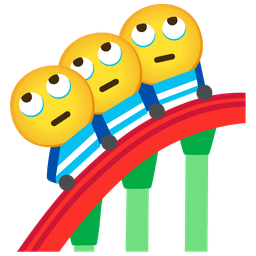 roller coaster and face with rolling eyes