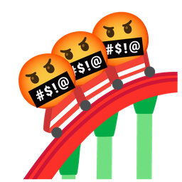 roller coaster and face with symbols on mouth