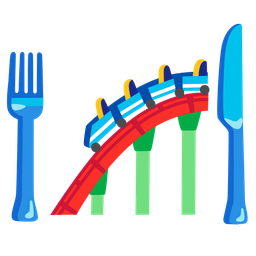 roller coaster and fork and knife with plate