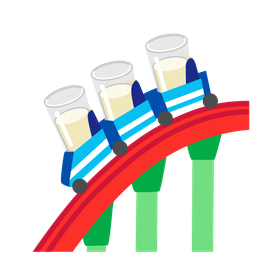 roller coaster and glass of milk