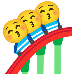 Roller coaster and Kissing face with closed eyes