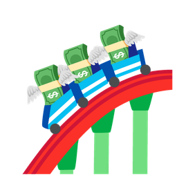 roller coaster and money with wings