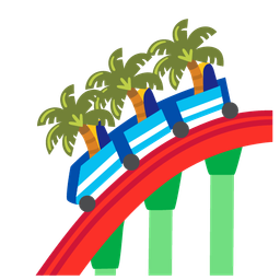 roller coaster and palm tree
