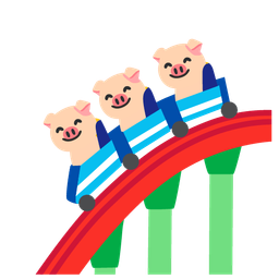 roller coaster and pig face