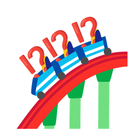 roller coaster and red question mark