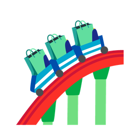 roller coaster and shopping bags