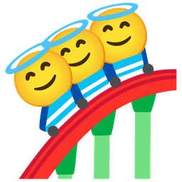 Roller coaster and Smiling face with halo