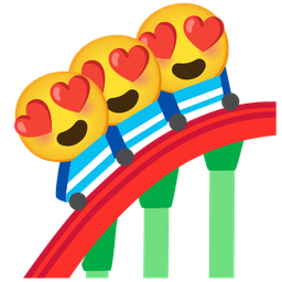 Roller coaster and Smiling face with heart-eyes
