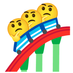 roller coaster and thinking face