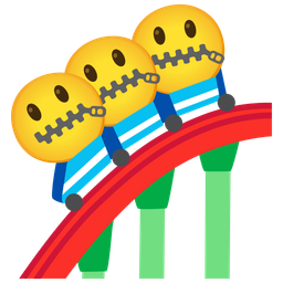 roller coaster and zipper-mouth face