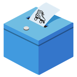 roller skate and ballot box with ballot