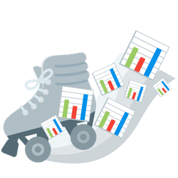 roller skate and bar chart