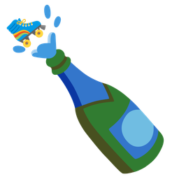 roller skate and bottle with popping cork