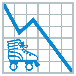 roller skate and chart decreasing