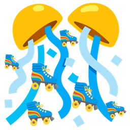 roller skate and confetti ball