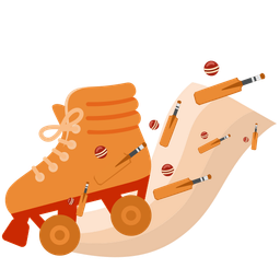 roller skate and cricket game