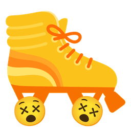 roller skate and face with crossed-out eyes