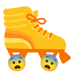 roller skate and fearful face