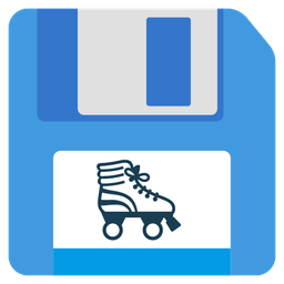 roller skate and floppy disk