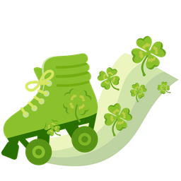 roller skate and four leaf clover