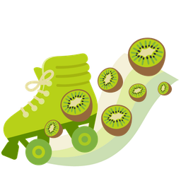 roller skate and kiwi fruit