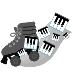 roller skate and musical keyboard