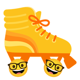 roller skate and nerd face